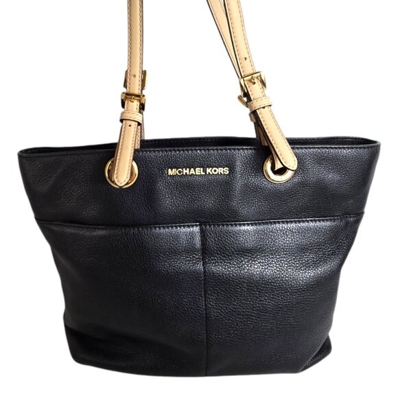 MICHAEL KORS Genuine Pebble Leather Tote Bag Baguette Large Purse *READ‎ - Picture 1 of 16